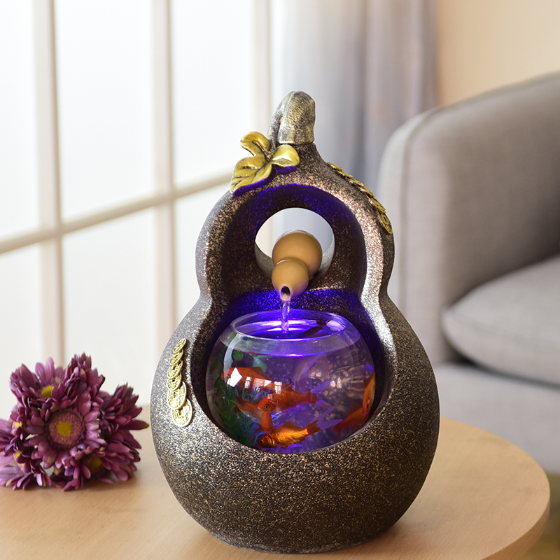 Ultra White Glass Gold Fish Tank Office Desktop Aquarium Ecology Living Room Creative Mini Small Round Sloth