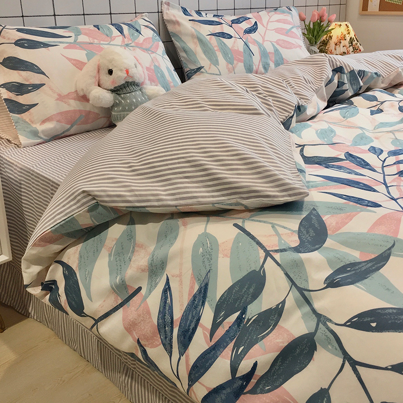Student Bed Linen Dormitory Special Bed 4 pieces of pure cotton modern quilt cover Spring and autumn money Three sets Nordic wind to be single