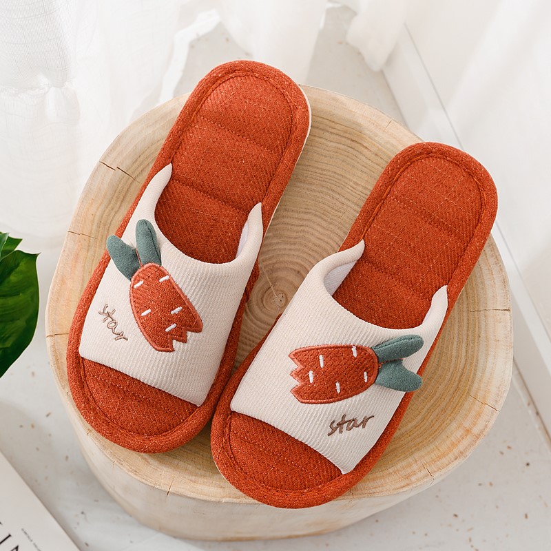 Soft Slippers Super Comfortable Super Soft Spring and Autumn Couple Linen Slippers Female Cute Non-slip Soft Bottom Home Interior