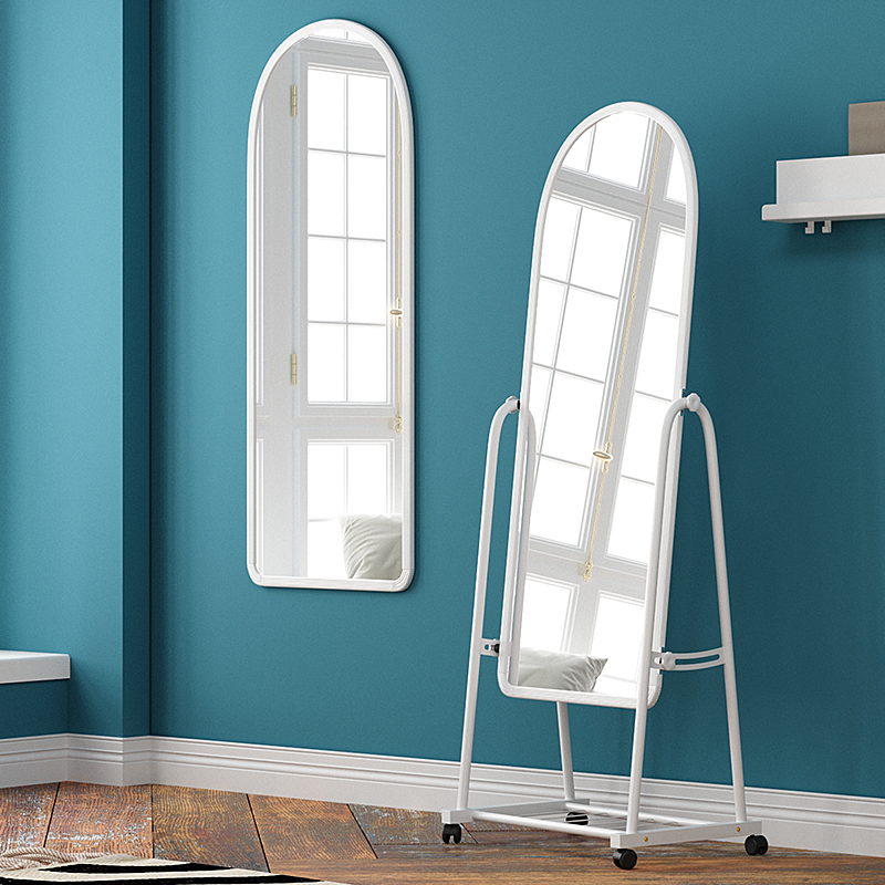 Full body mirror hanging clothes hanger integrated containing cabinet cloakroom wall-mounted dorm room full body mirror with wheels on floor mirror small family