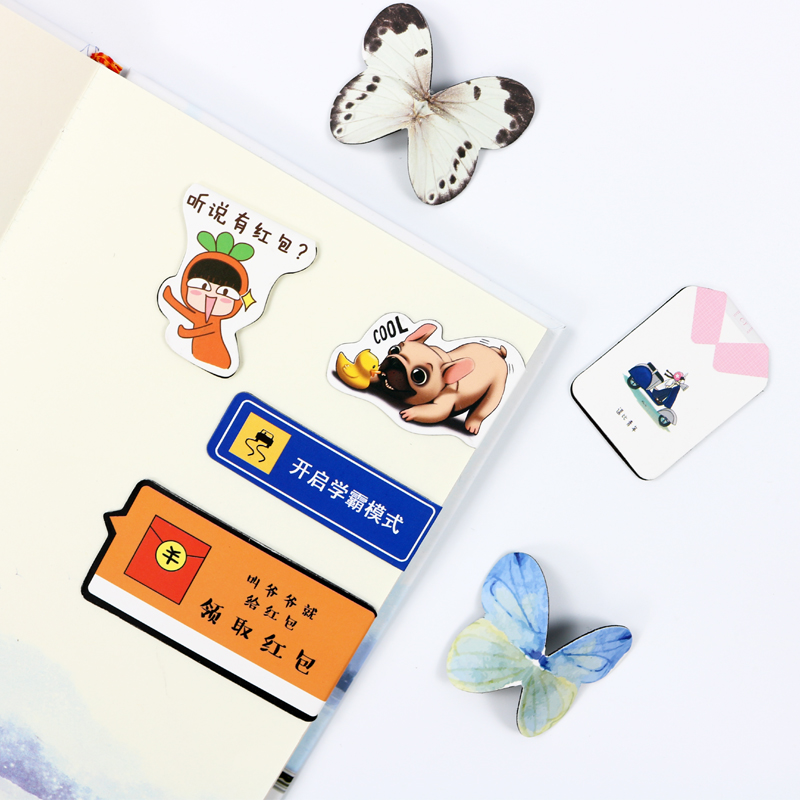 Big Character Magnetic Bookmark Children Bookmark Cute Elementary School Kids Cartoon Magnet Bookmark Creative Magnet Bookmarking Small Freshener Students with Magnetic Bookmark Brief Personality Art Butterfly Bookmark Female