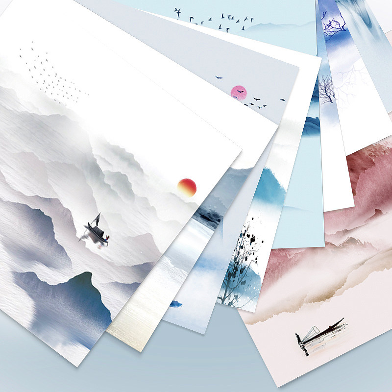 Large Corner Color Folding Paper Ink Painting Square Colored Photocopy Paper Single-sided Printed China Wind Classical Handmade Paper Special Paper Ancient Wind Elementary School Students With Pattern Thousands Of Paper Cranes Paper Cranes Retro Nursery Monochrome Origami Paper