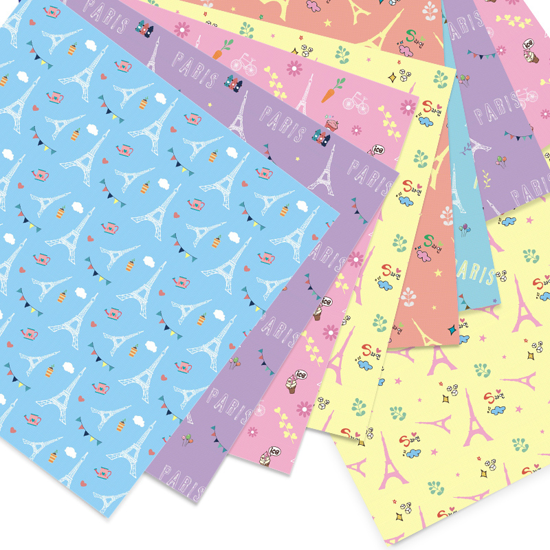 Large role folding paper Paris Tower single-sided monochrome square children hand colored photocopying paper in several colors eiffel Tower style Cute Cartoon Pattern Jam candy Fruit color printed interesting handmade paper