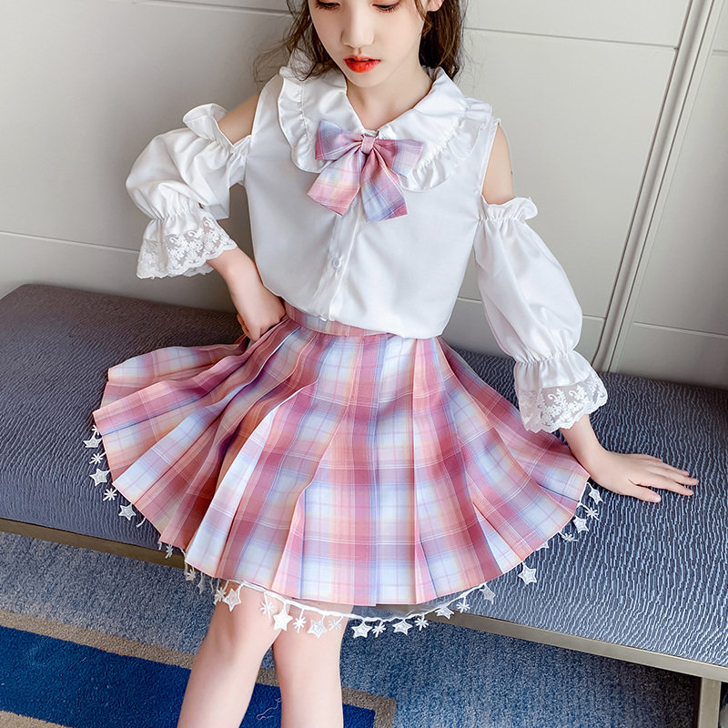 Girl JK dress original set children Spring and Autumn dress plate dress dress briefcase summer skirt