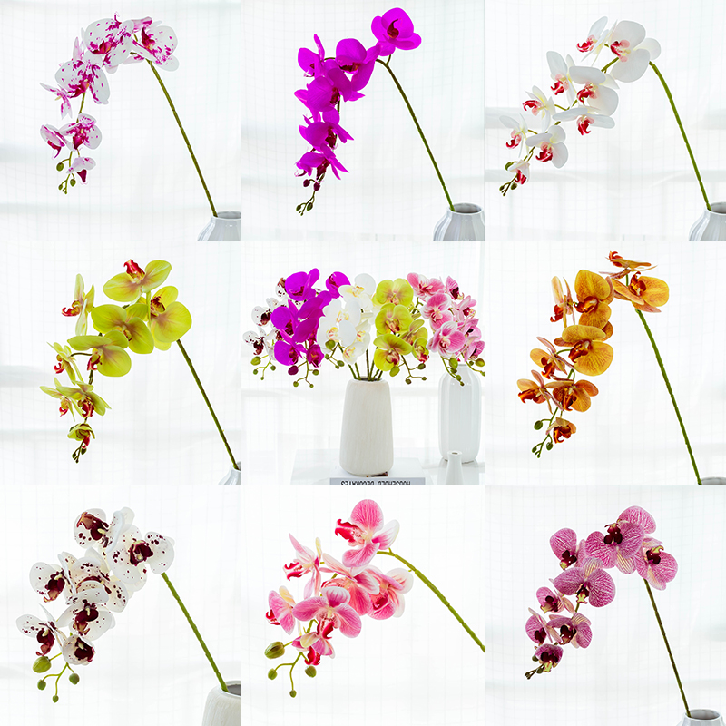 PU Feel Butterfly Lan Emulation Flower Single Branch Flower Living Room Decoration Wedding Celebration Fake Flowers Orchid Ground Vase Flower Arrangement Floral Art