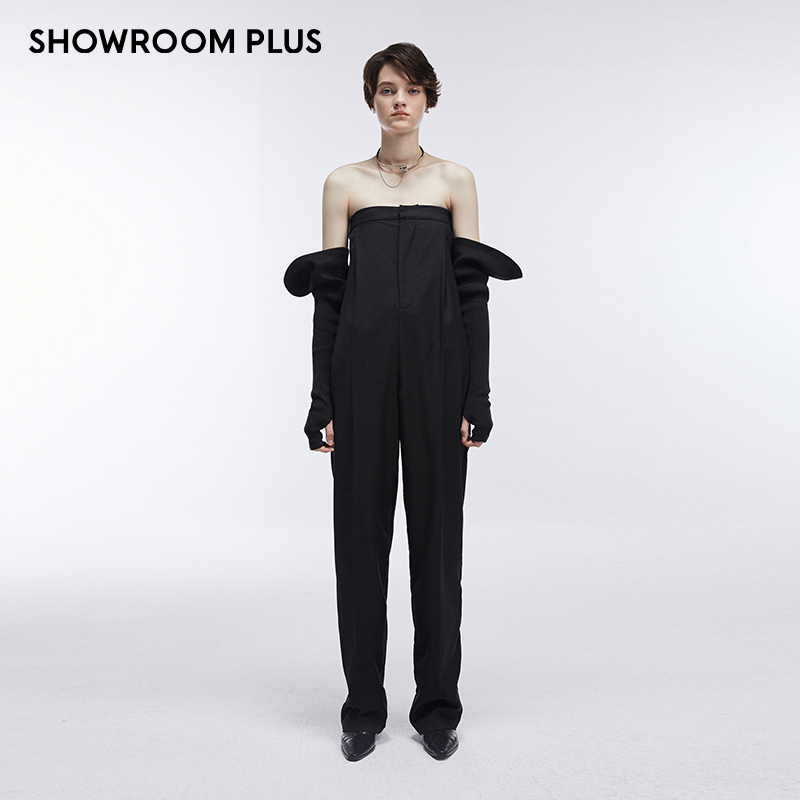 SHOWROOMPLUS2020 New ngực jumpsuit quần sling Stylish eo chương trình cao quần mỏng rộng chân