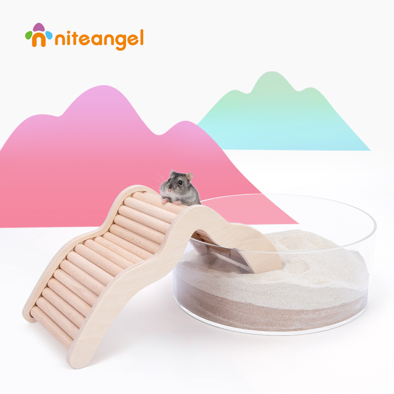 Niteangel Aite Bath Sand Basin Climbing Hamster Hamster Small Arch Bridge Dodging Natural Beech Wood Toy Golden Silk Bear Stairs