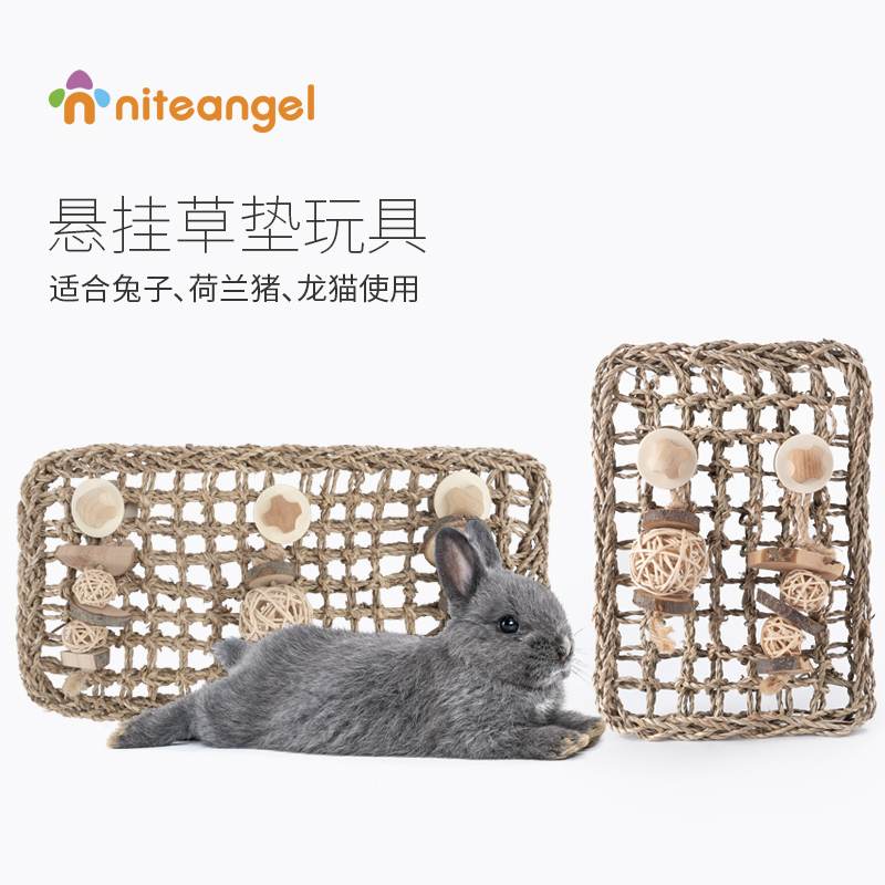 Niteangel Aite Rabbit Dragon Cat Dutch Pig Cage Inside Guard Grass Mat Apple Wood Safe Nibble Toys