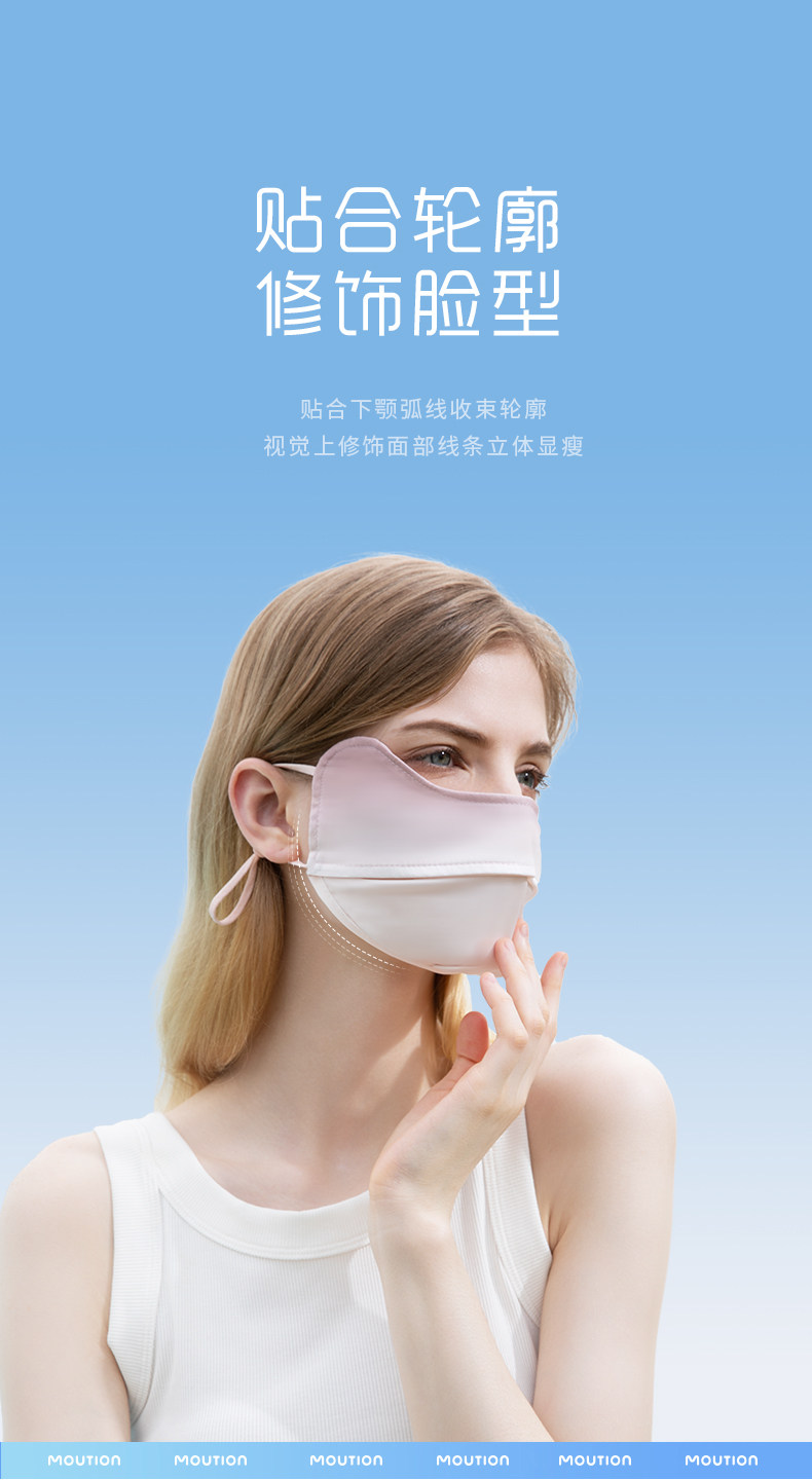 【中國直郵】 茉莉尋 腮紅防曬護眼角面罩3d立體口罩夏女防塵防紫外線 甜鹽蜜桃粉*1