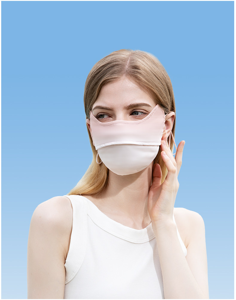 【中國直郵】 茉莉尋 腮紅防曬護眼角面罩3d立體口罩夏女防塵防紫外線 甜鹽蜜桃粉*1