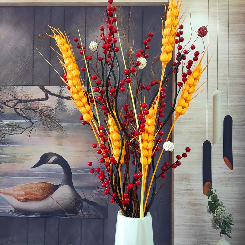 Barley ear light luxury flower high-end bouquet new Chinese-style living room floor-to-ceiling large-scale ornaments drying flower lucky fortune fruit display
