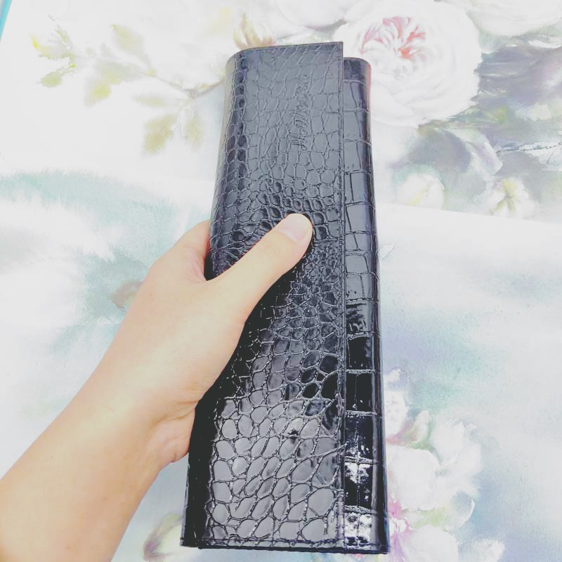 Maroon Crocodile Pattern Leather Bag Black Watercolor Pencil Case Pencil Bag Portable Pencil Bag Brush Organizer Tool Bag