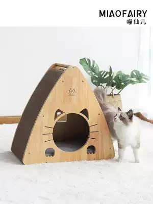 Cat's nest net red kennel solid wood closed triangle nest Winter warm cat scratching board grinding claws four seasons general cat supplies