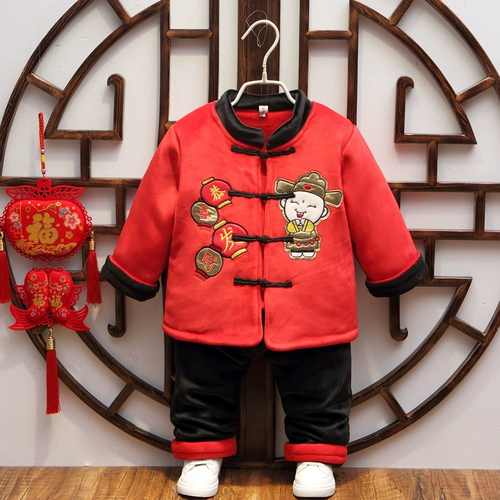 Детское ханьфу для мальчиков, платье, пуховик, китайский стиль, увеличенная толщина