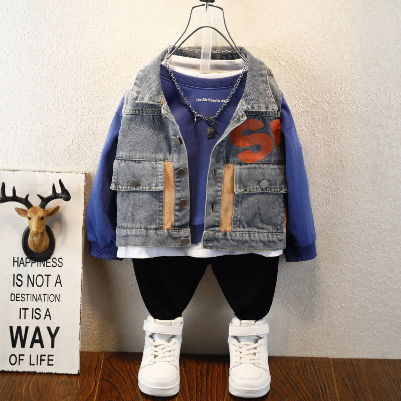 Children's clothing boy vest autumn clothing 2021 new children's spring and autumn denim waistcoat of children handsome chic kid