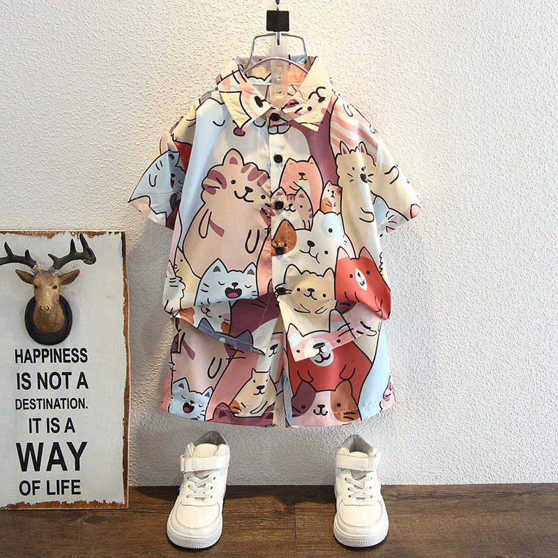 Boy Clothing Boy Suit Summer Dress 2022 New Children's Summer Shirt Two Sets Summer Baby Cartoon Handsome
