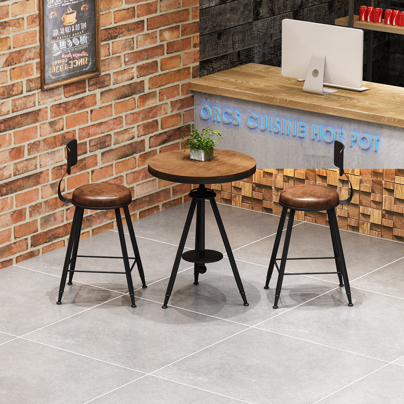 Bar Table And Chairs Clear Bar Industrial Wind Retro Casual Double Milk Tea Shop Stools Small Round Table And Chairs Combined Cassette Sofa