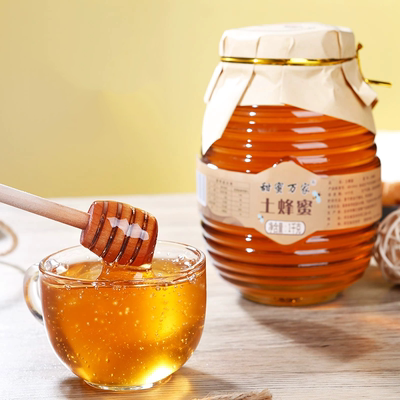 深山纯正土蜂蜜农家自产土蜂蜜1000g高档玻璃瓶蜂蜜