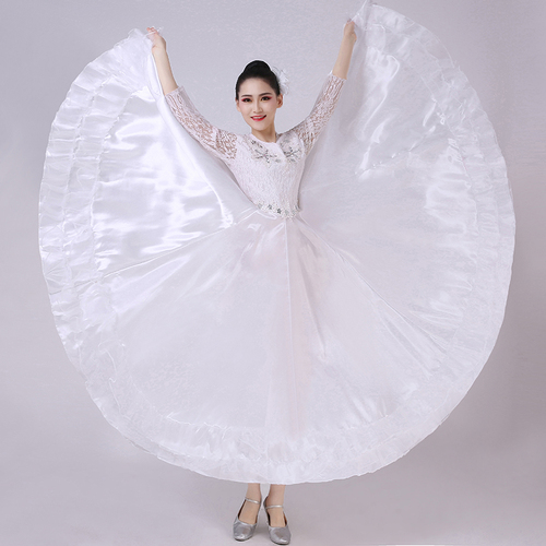 Chinese Folk Dance Dresses for women flamenco dress Opening dance big swing skirt performance dress  chorus stage dress fan dance Costume