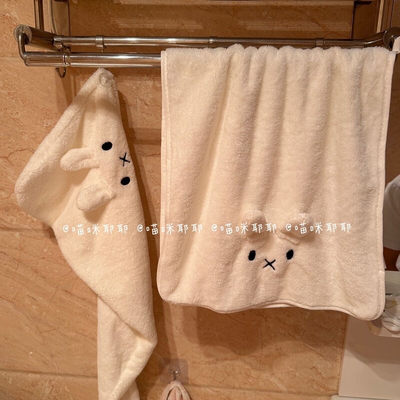 ins Cute Miffy Rabbit Towel Hair Drying Cap for Women, Coral Fleece Absorbent Student Hair Washing Towel, Home Hair Drying Towel ins Cute Miffy Rabbit Towel Hair Drying Cap for Women, Coral Fleece Absorbent Student Hair Washing Towel, Home Hair Drying Towel