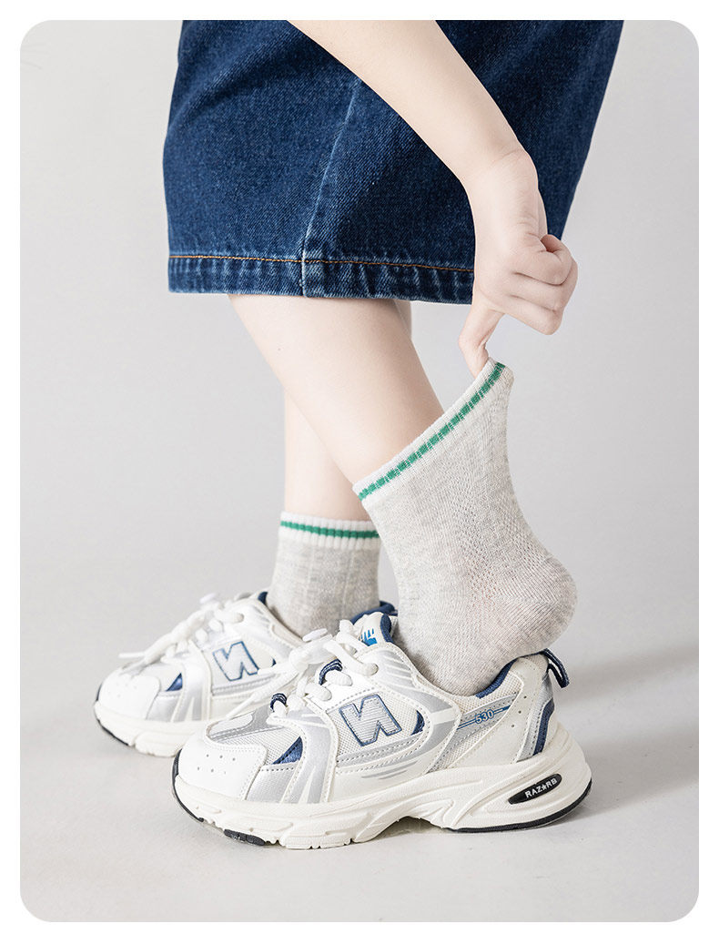 Summer Boneless Youth Student White Sports Socks — 9