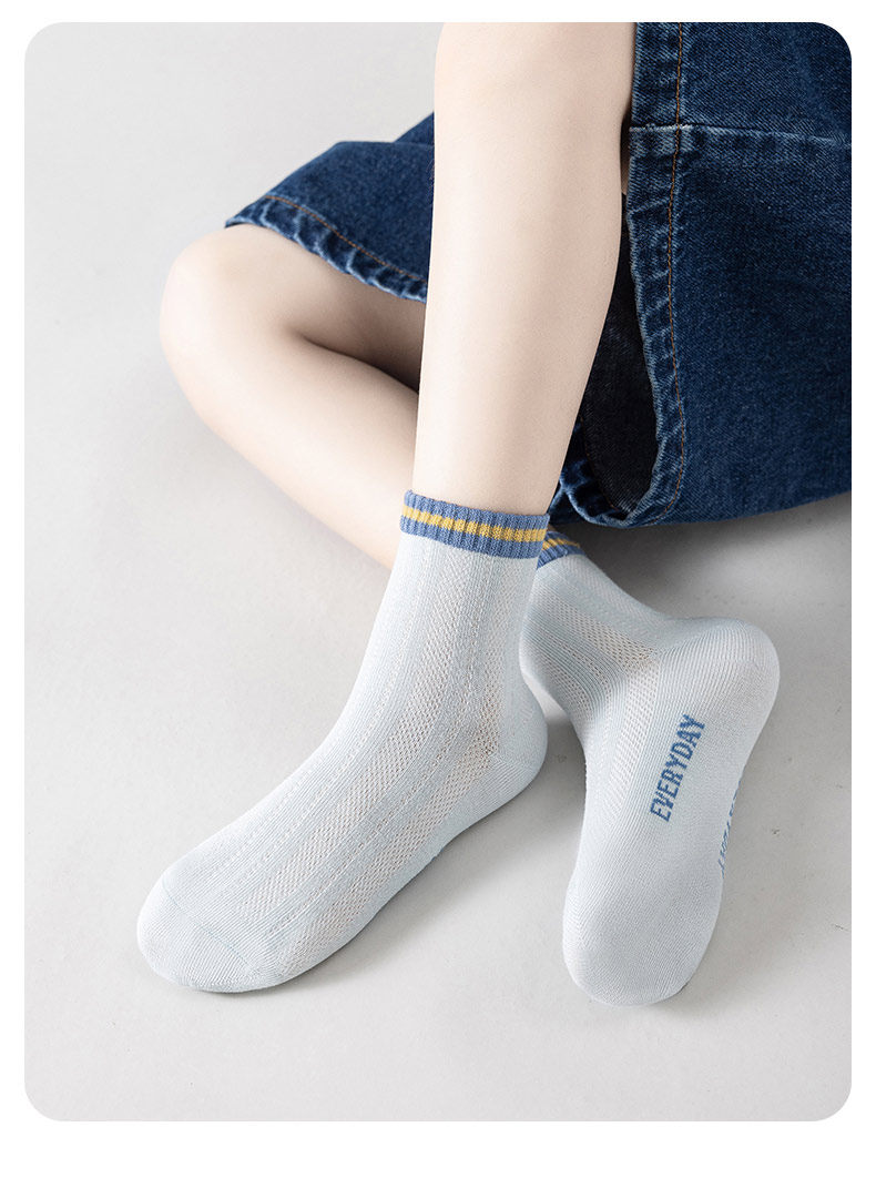 Summer Boneless Youth Student White Sports Socks — 11