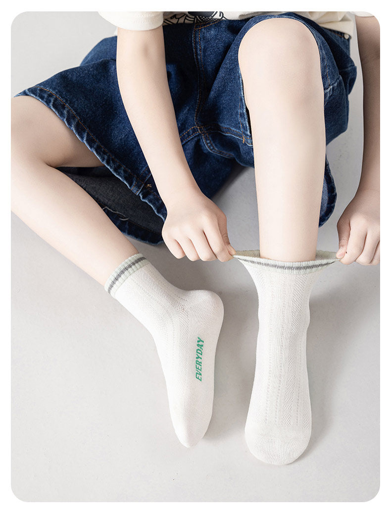 Summer Boneless Youth Student White Sports Socks — 10