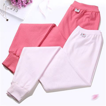 Pure Cotton Autumn Pants Woman 100% All cotton loose High waist line Pants Big Code Plus Fattening Loose Line Single Pants Pure Cotton Mom Sweatpants
