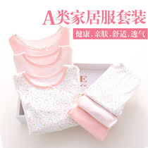 Girls  pajamas Autumn and winter thin cotton long-sleeved baby little girl Middle child winter childrens home clothes Womens suit