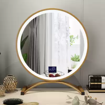 Makeup mirror Net red Bluetooth Desktop led with light desktop large makeup mirror dormitory charging Wall round mirror