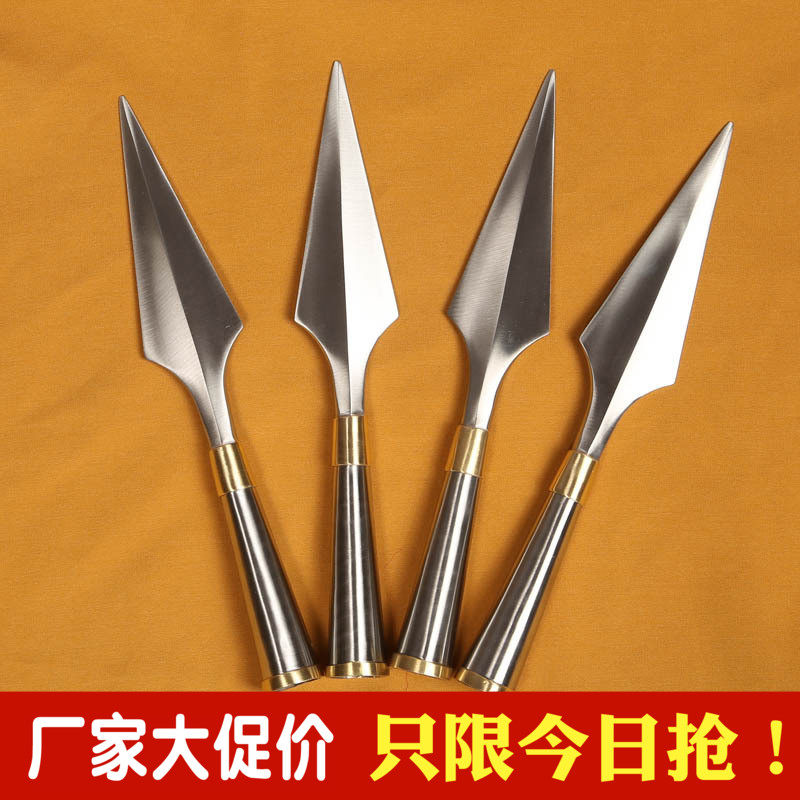 Stainless steel gun head, long gun head, overlord gun head, martial arts gun, wild boar, spear head, long gun, red tassel gun head, not edged
