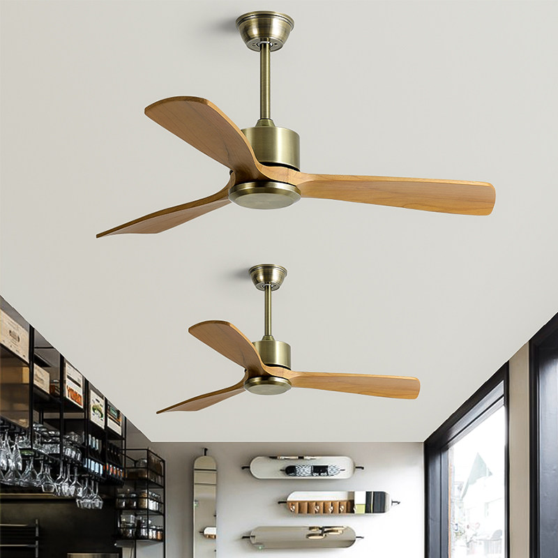 2021 New large wind solid wood Home ceiling fans No lamp Living room Dining Room Electric Fan Retro Industrial Wind Ceiling Fan