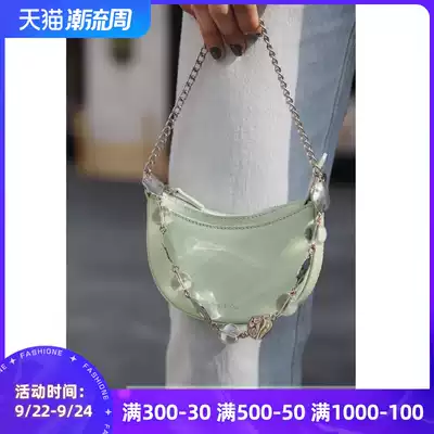 LUCIA TACCI (designer original new) calfskin chain bag hand carry Crescent bag mini bag