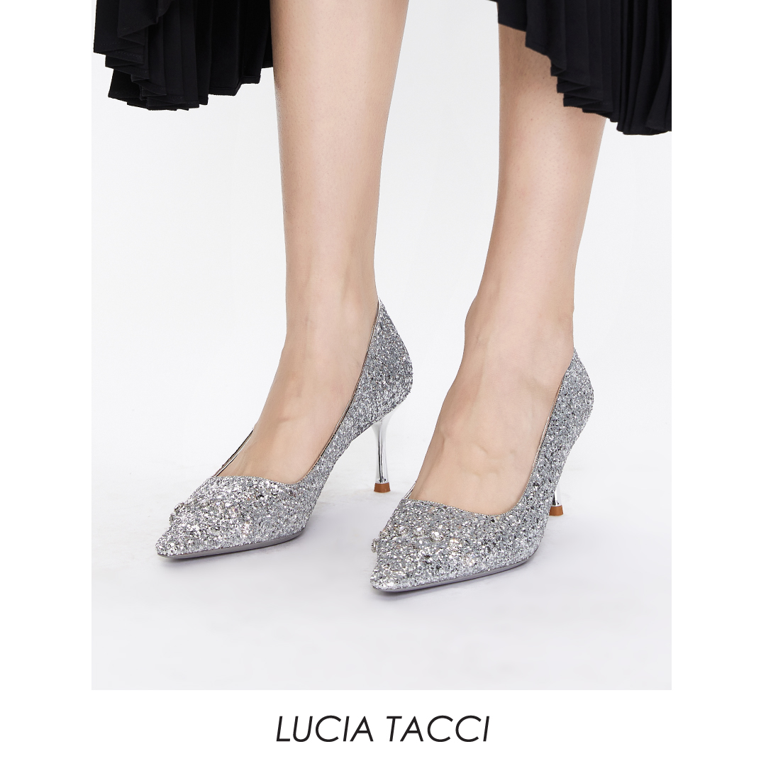 LUCIA TACI (original designer's wedding series) Glett zircon wedding shoes high heel heels