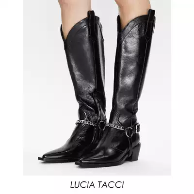 LUCIA TACCI (Xu Lu baby with original designer) Wax-faced calfskin High Boots Boots