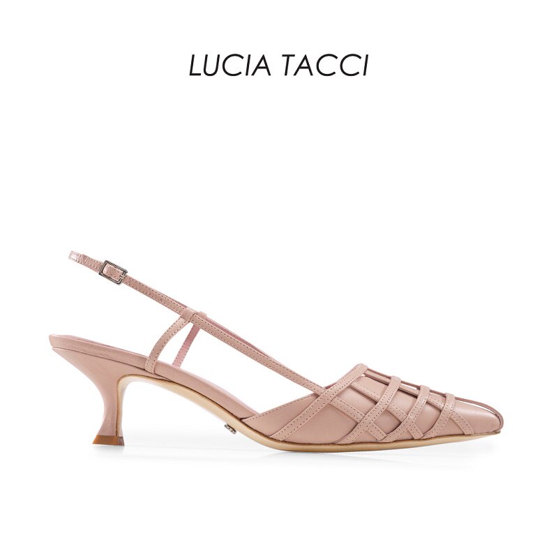 LUCIA TACI original commuter soft sheepskin knitted cat with workplace rear emptip fine heel sandal women