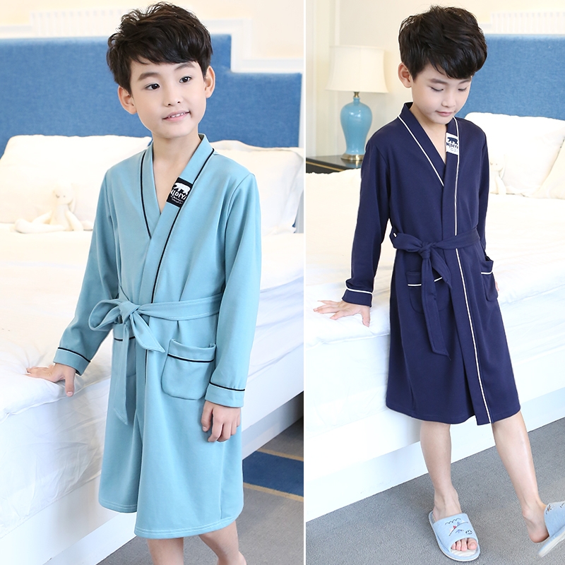 Childrens áo choàng tắm bé trai sleepgown bé mùa xuân và mùa thu trẻ em lớn đồ ngủ mùa hè dài váy hơi mỏng cậu bé đang ngủ.