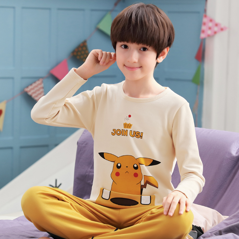 . Nhà Childrens pajamaboys mùa hè mùa xuân mỏng và ngày mùa thu dài tay bé trai đồ ngủ bé trai lớn 12-15 tuổi.