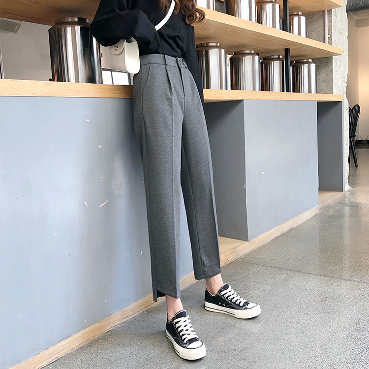 2020 mùa xuân mới loose-fitting lưng cao thẳng-top phù hợp với quần chín điểm quần của Casual quần ins phụ nữ