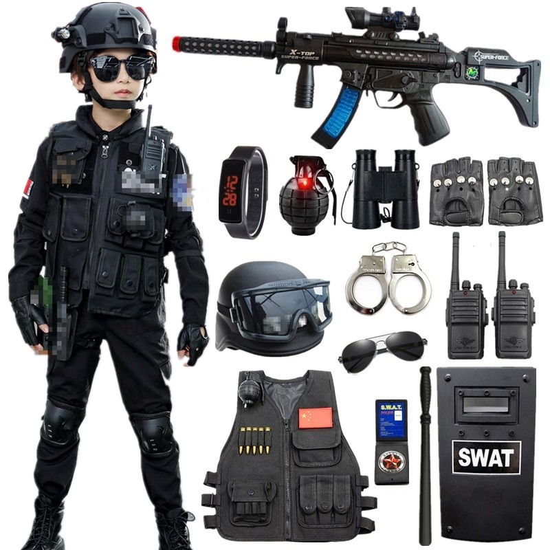 Small police suit children's toy gunfight equipment special forces special police boy submachine gun eat chicken full simulation