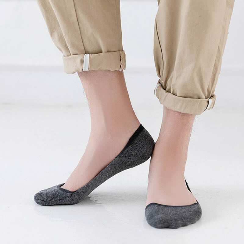 Men's Short Socks, Summer Thin Low-Cut Invisible Boat Socks, Women's Cotton Socks, Silicone Non-Slip Loafers That Don'T Slip Off