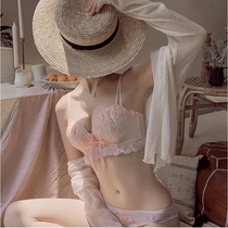  Lace underwear female adjustment type gathered small chest sexy cross belt without steel ring suit girl sweet back bra