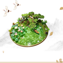 Creative Hotel Big Round Table New Chinese Swing Piece Emulation Lotus Bunkroom Electric Table Middle Decoration Terrace Flower Microscape