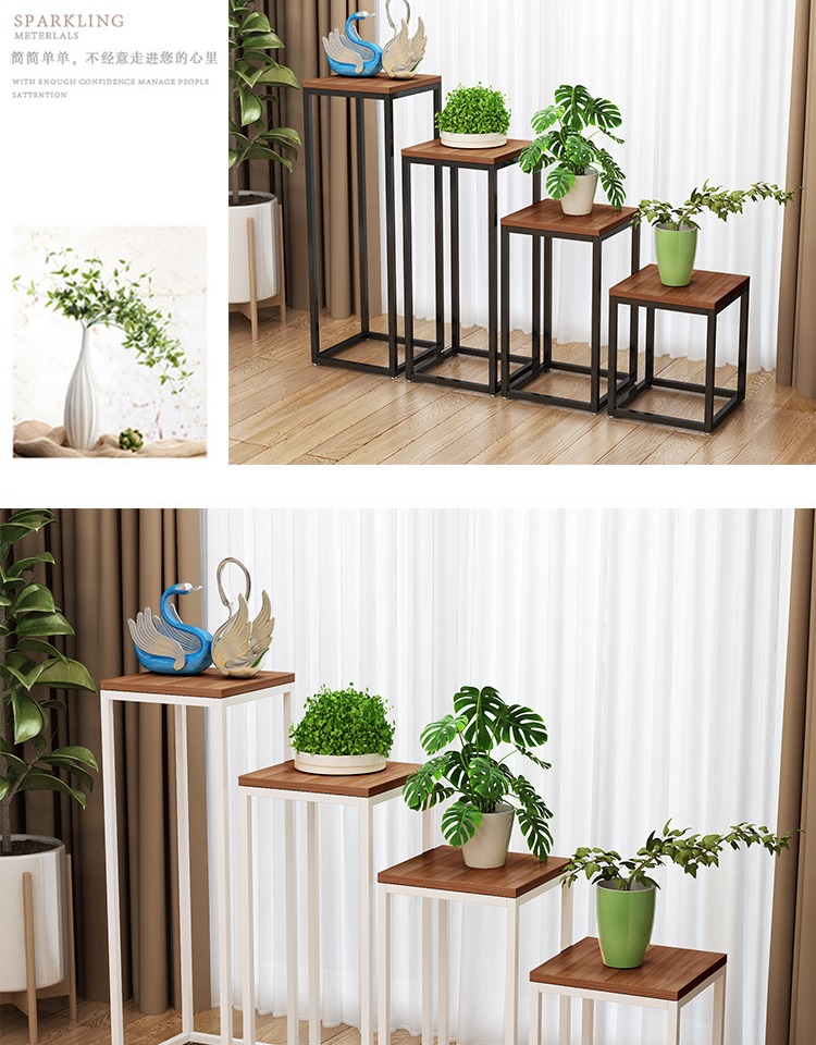 Kệ hoa bằng sắt Bắc Âu hiện đại tối giản phòng khách vàng trang trí nội thất sàn đứng màu xanh lá cây rạng rỡ - Kệ giá để giầy dép