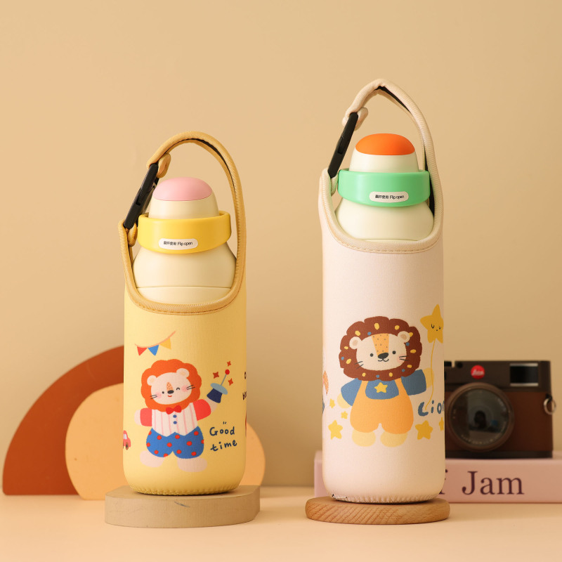 New Cartoon Cup Sleeve, Hand-Held and Cross-Body Style, Suitable for Hebei 550 700ml Thermos Cups, Special Protective Cover for Students