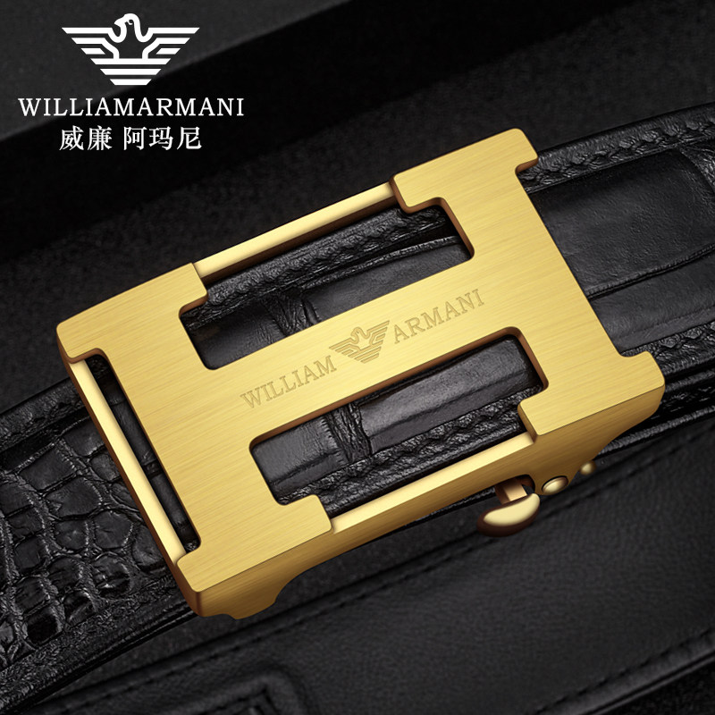 William Manny men's leather strap avocado leather automatic buckle genuine leather upscale lavish youth pants belt