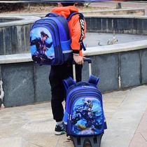 Drawbar Schoolbag can be towed 2021 New male elementary school children with wheels Children three to six grade lapole box
