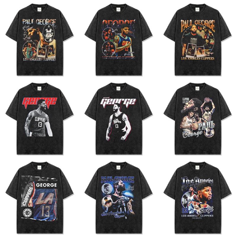 Bc American Retro Fashion Brand Paul George Collection Casual Small Neckline Pure Cotton Short-Sleeved T-Shirt