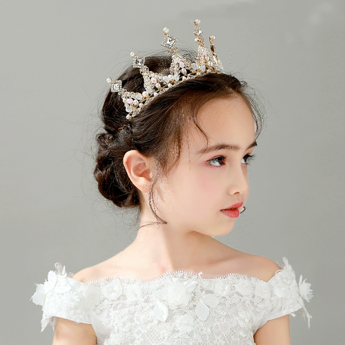 Элитная детская тиара для принцессы, корона, розовый наряд маленькой принцессы, ободок