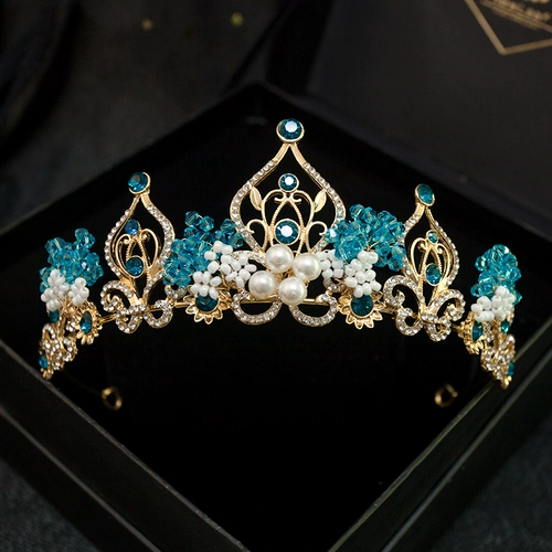 Синяя тиара, наряд маленькой принцессы, элитные шпильки для волос, аксессуар для волос, корона